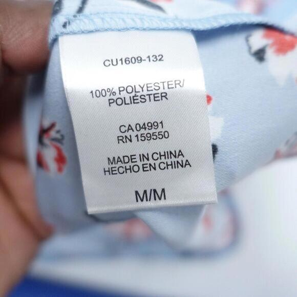 Hilary Radley Tank Top Women's Medium Blue Floral 100% Polyester V-Neck Pullover - Picture 5 of 6